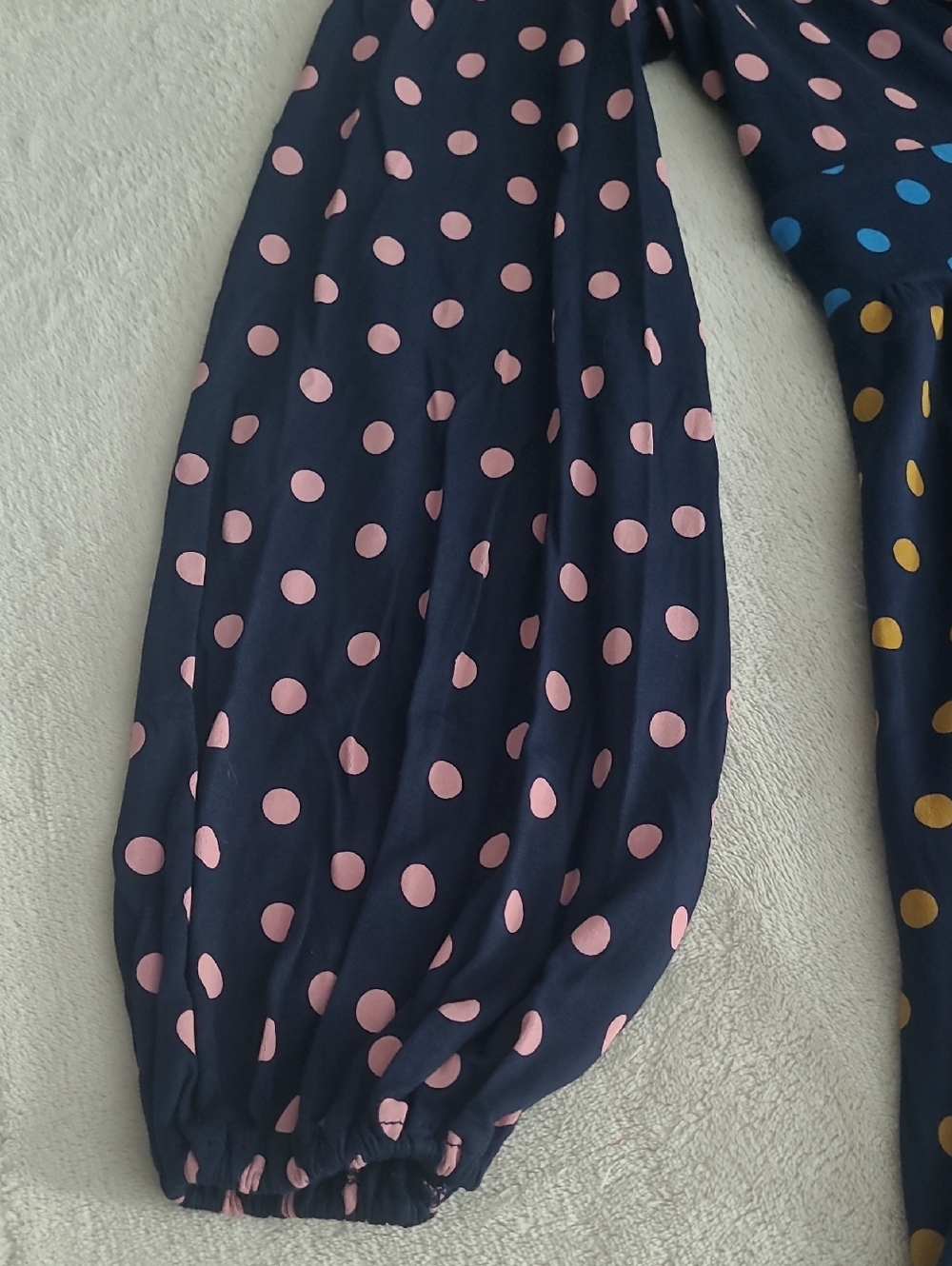 Boden Dress Female US 12 Navy Polka Dot Long Sleeve Empire Midi NWT Cottagecore - Picture 6 of 14